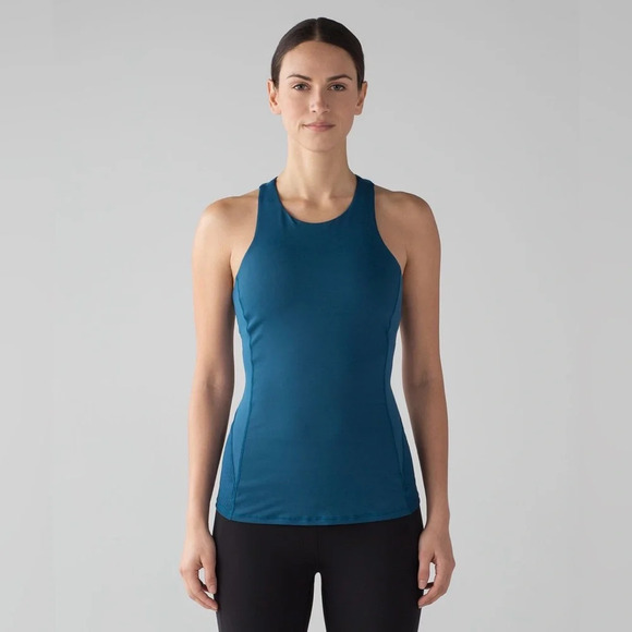 Lululemon Body Con Tank Poseidon Blue Mesh Back Size 4 W1AFDS - Picture 1 of 6